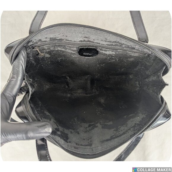 Gucci Enamel Handbag Auth Black Patent Leather Medium Women Made in Italy - Picture 3 of 12